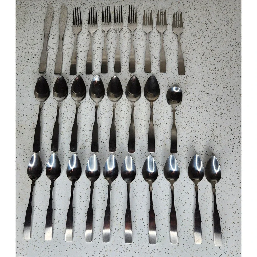 28 Pcs Stanley Roberts Rogers Stainless Steel Flatware Korea Olde Boston